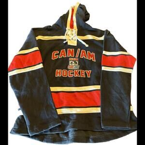 Vintage CAN AM Hockey NHL Hooded Sweatshirt Size Medium